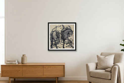 Lucky Horse — 50×50cm, 20×20" Black Frame